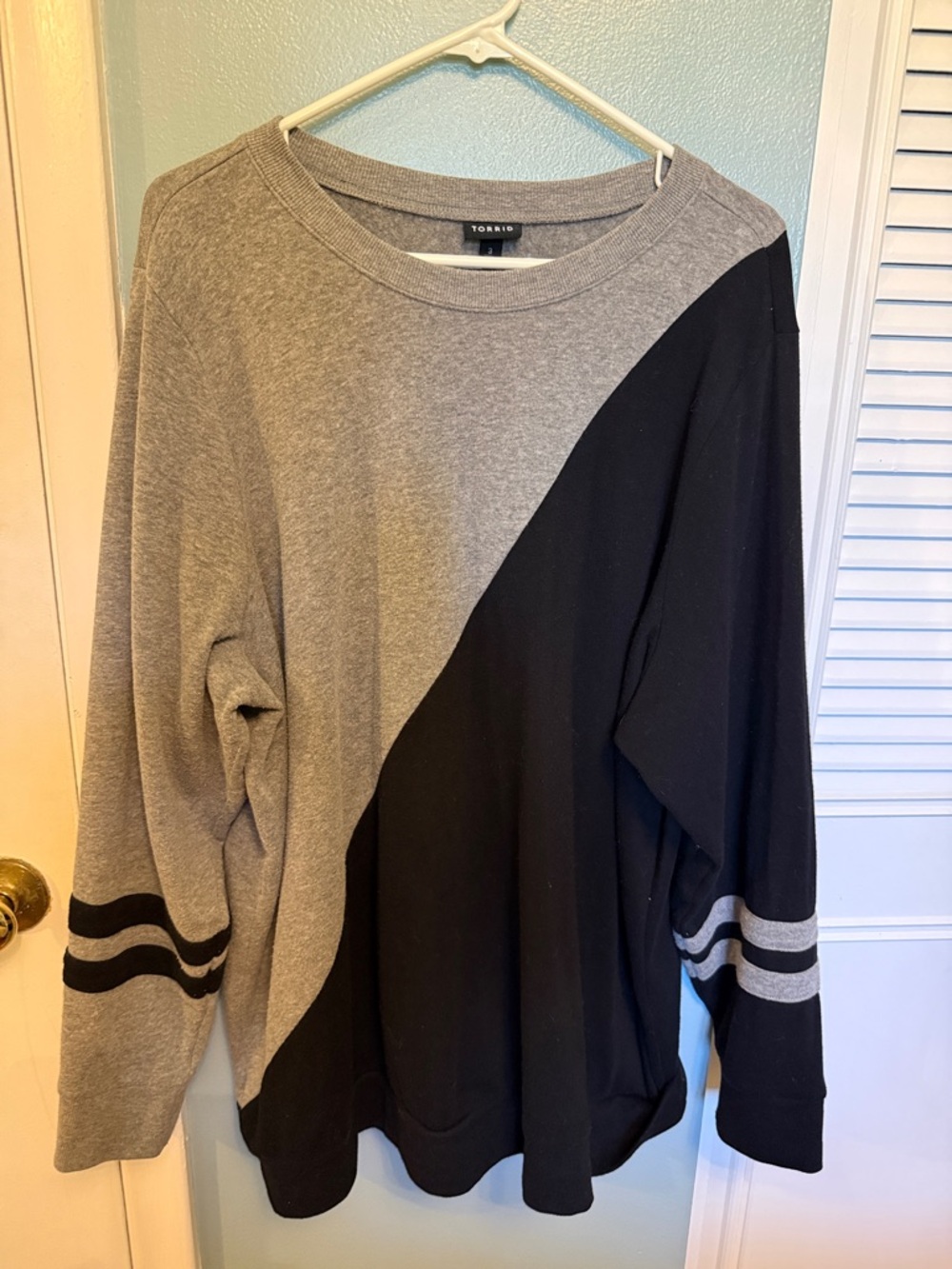 Torrid Varsity Striped Sleeve Sweatshirt